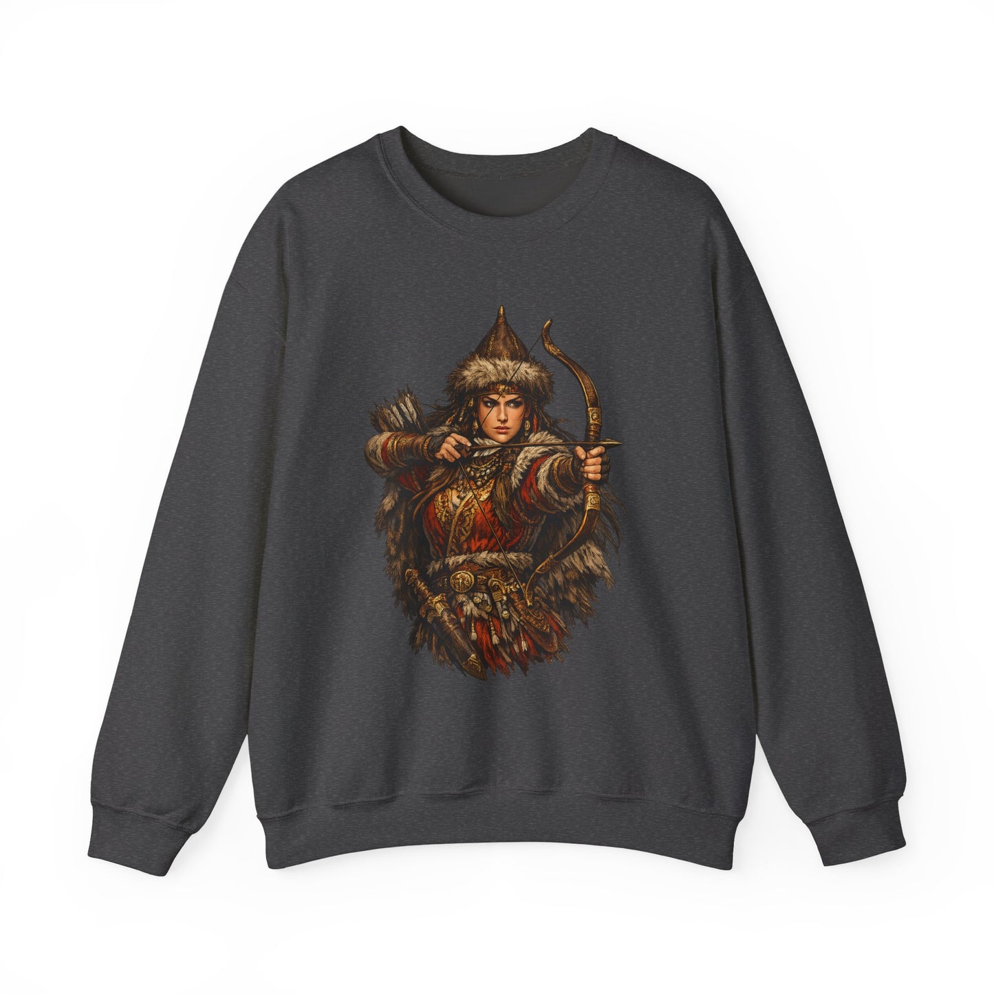 Scythian Archer Warrior Sweatshirt | Ancient Hungarian Nomad Female Bow Hunter Crewneck