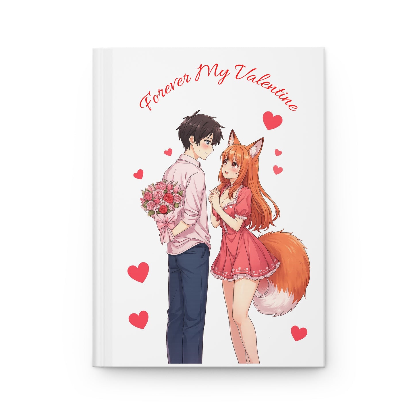Forever My Valentine | Cute Anime Fox Girl Love Journal | Valentine Hearts