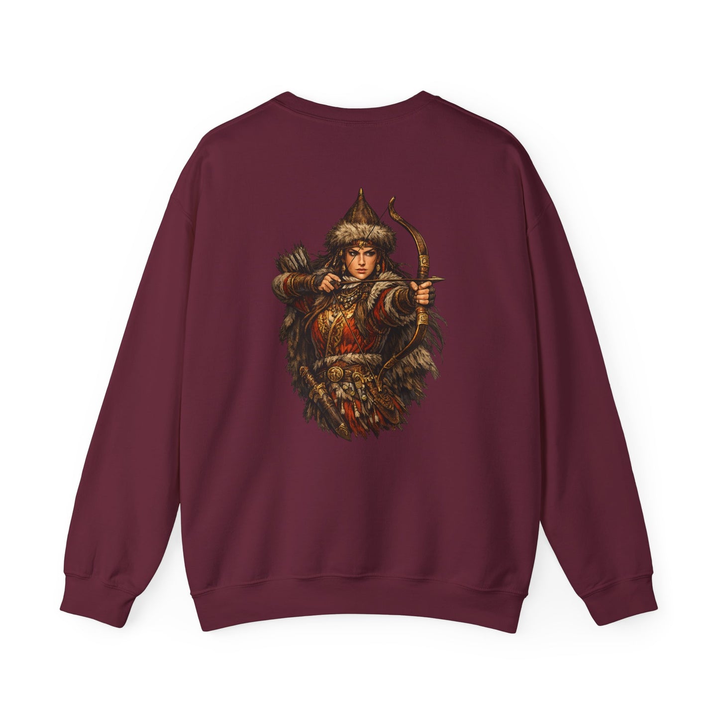 Scythian Archer Warrior Sweatshirt | Ancient Hungarian Nomad Female Bow Hunter Crewneck