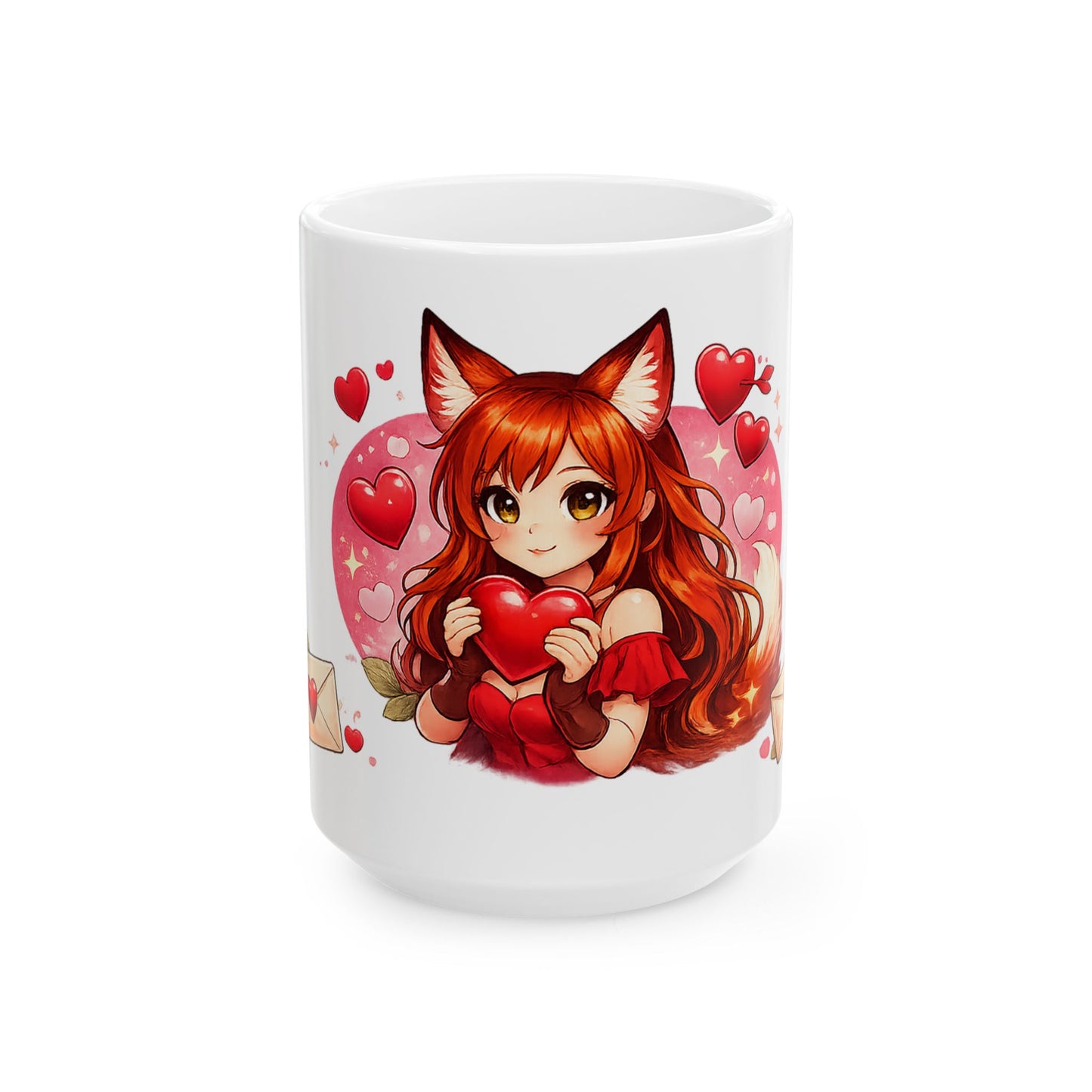 Foxy Valentine Mug | Cute Anime Fox Girl Love Art