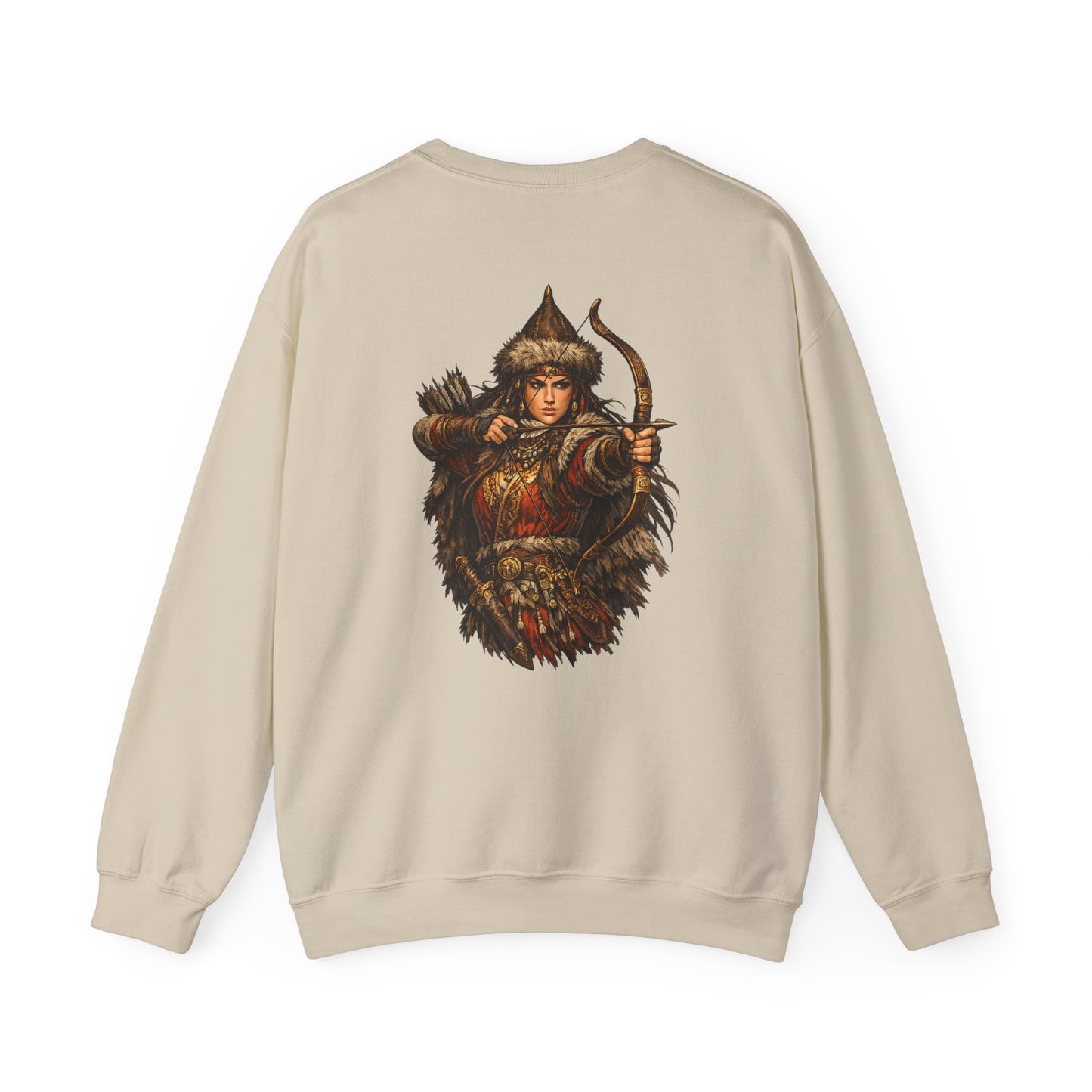 Scythian Archer Warrior Sweatshirt | Ancient Hungarian Nomad Female Bow Hunter Crewneck