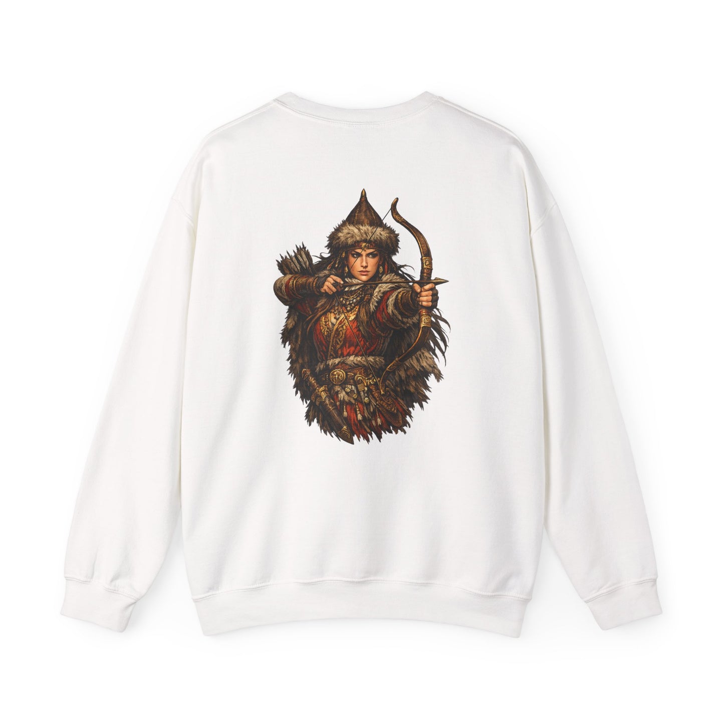 Scythian Archer Warrior Sweatshirt | Ancient Hungarian Nomad Female Bow Hunter Crewneck