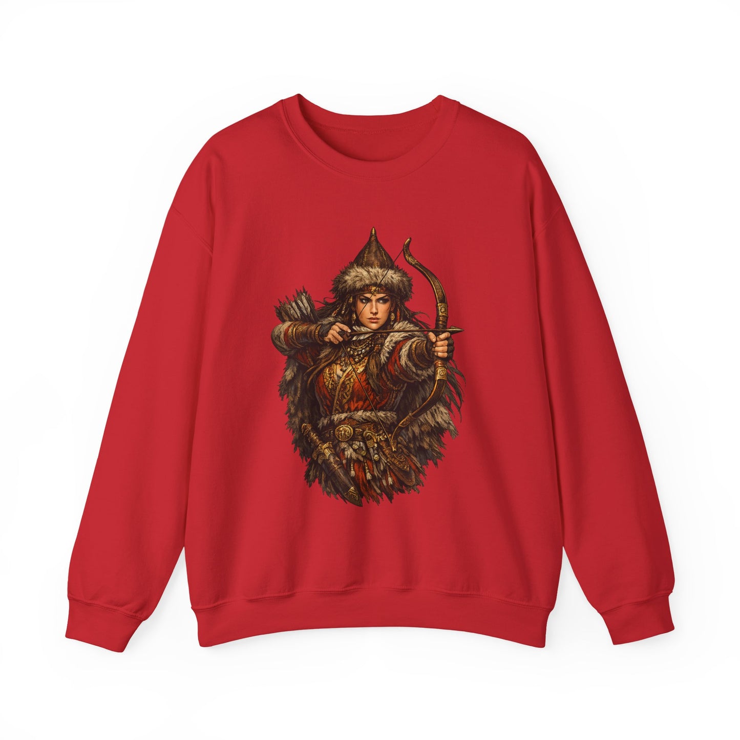 Scythian Archer Warrior Sweatshirt | Ancient Hungarian Nomad Female Bow Hunter Crewneck