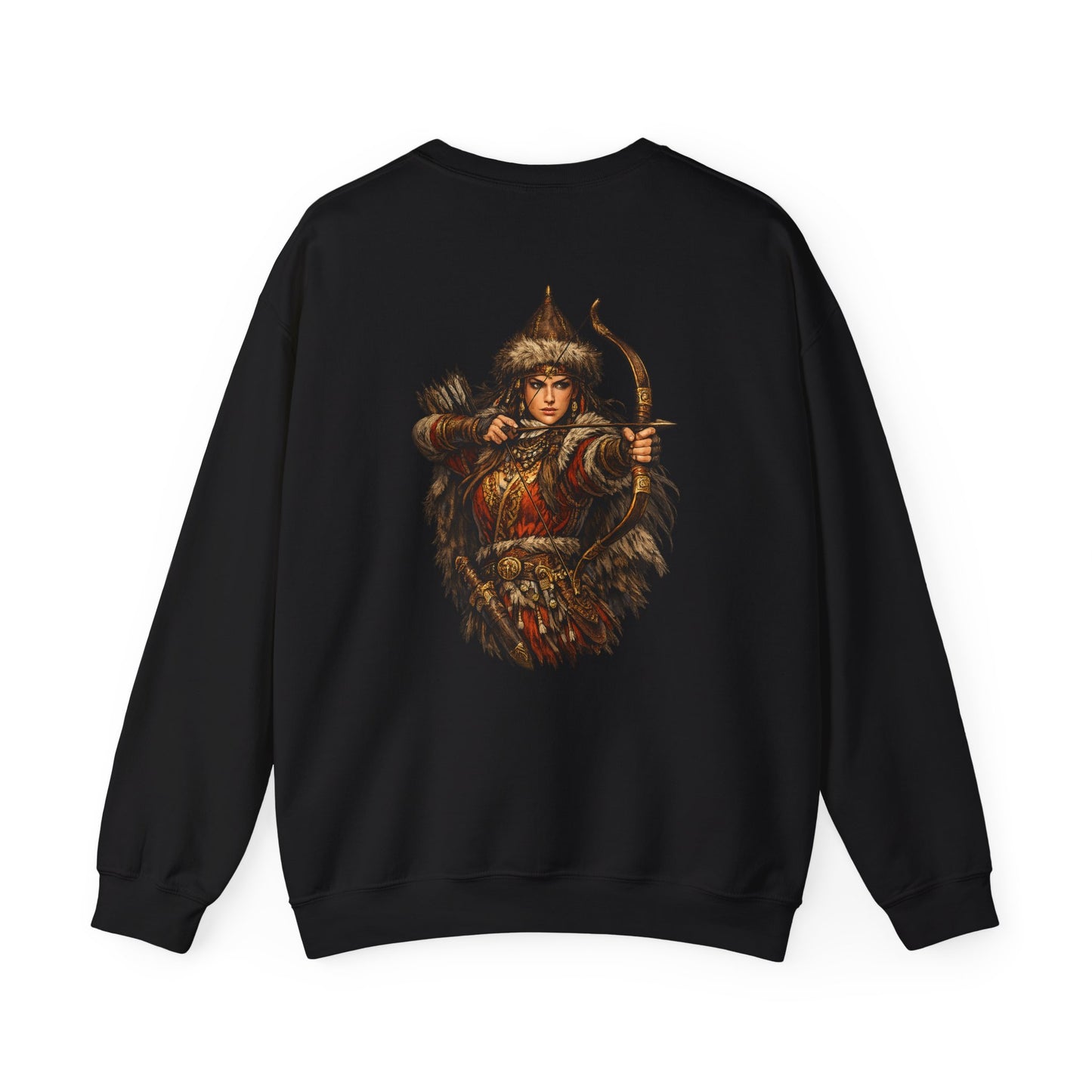 Scythian Archer Warrior Sweatshirt | Ancient Hungarian Nomad Female Bow Hunter Crewneck