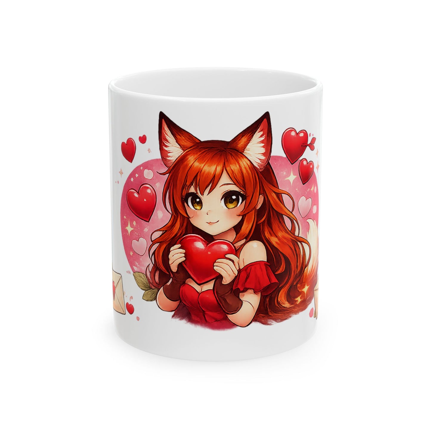 Foxy Valentine Mug | Cute Anime Fox Girl Love Art