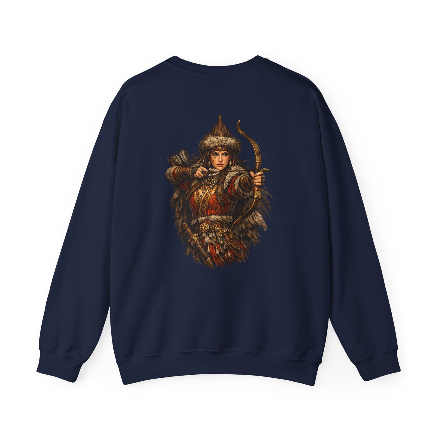 Scythian Archer Warrior Sweatshirt | Ancient Hungarian Nomad Female Bow Hunter Crewneck