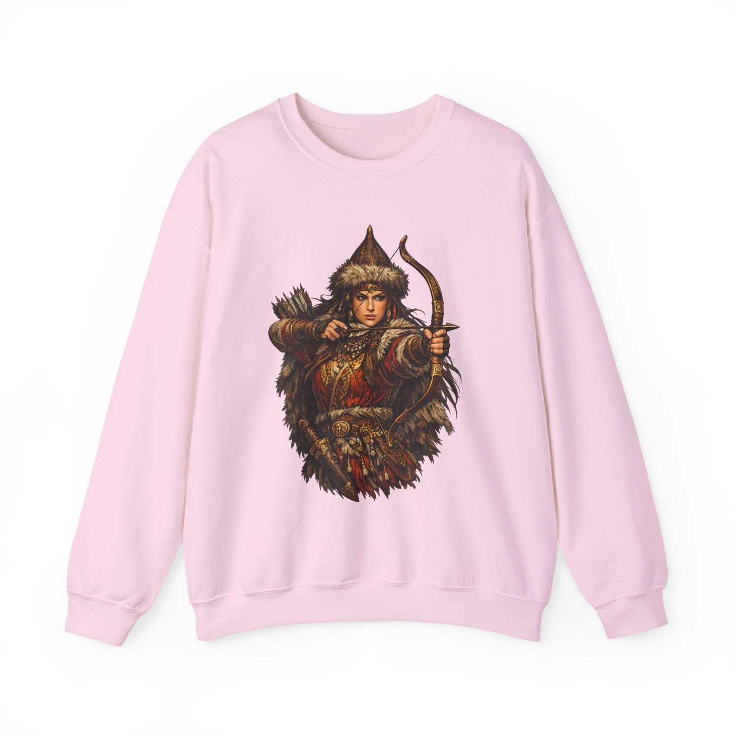 Scythian Archer Warrior Sweatshirt | Ancient Hungarian Nomad Female Bow Hunter Crewneck