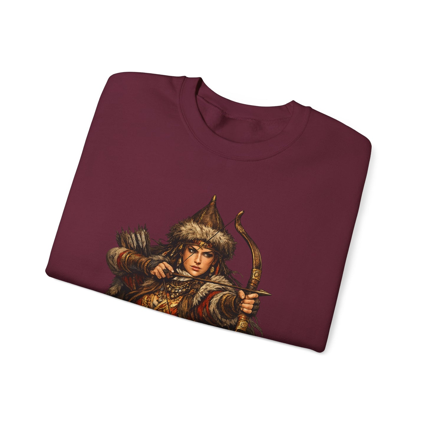 Scythian Archer Warrior Sweatshirt | Ancient Hungarian Nomad Female Bow Hunter Crewneck
