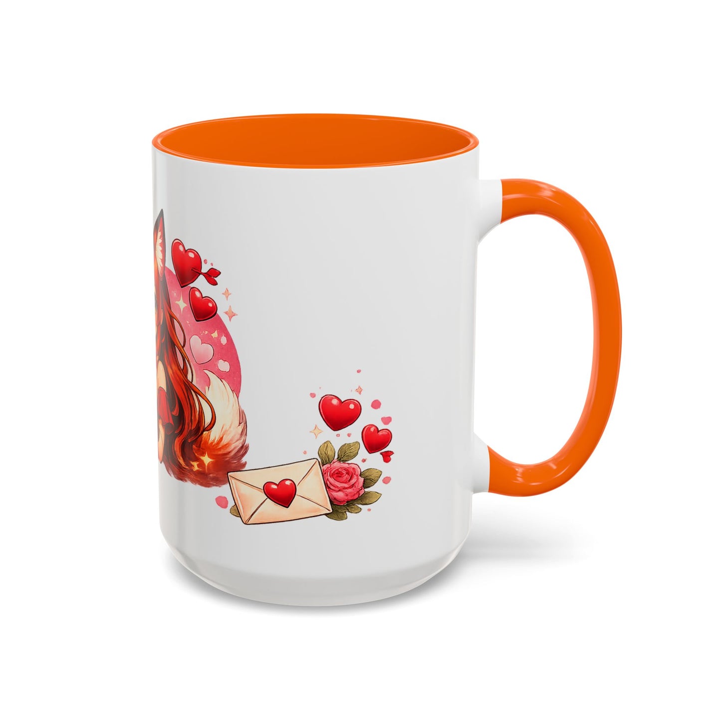 Foxy Valentine Accent Coffee Mug | Cute Anime Fox Girl Love Design