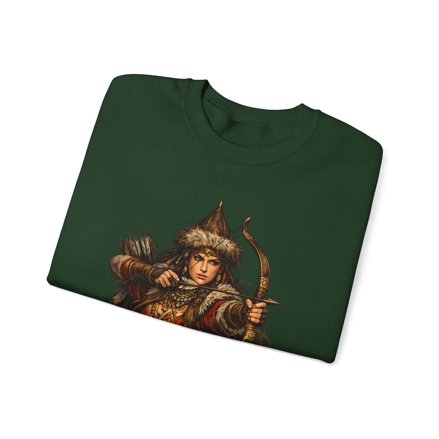 Scythian Archer Warrior Sweatshirt | Ancient Hungarian Nomad Female Bow Hunter Crewneck