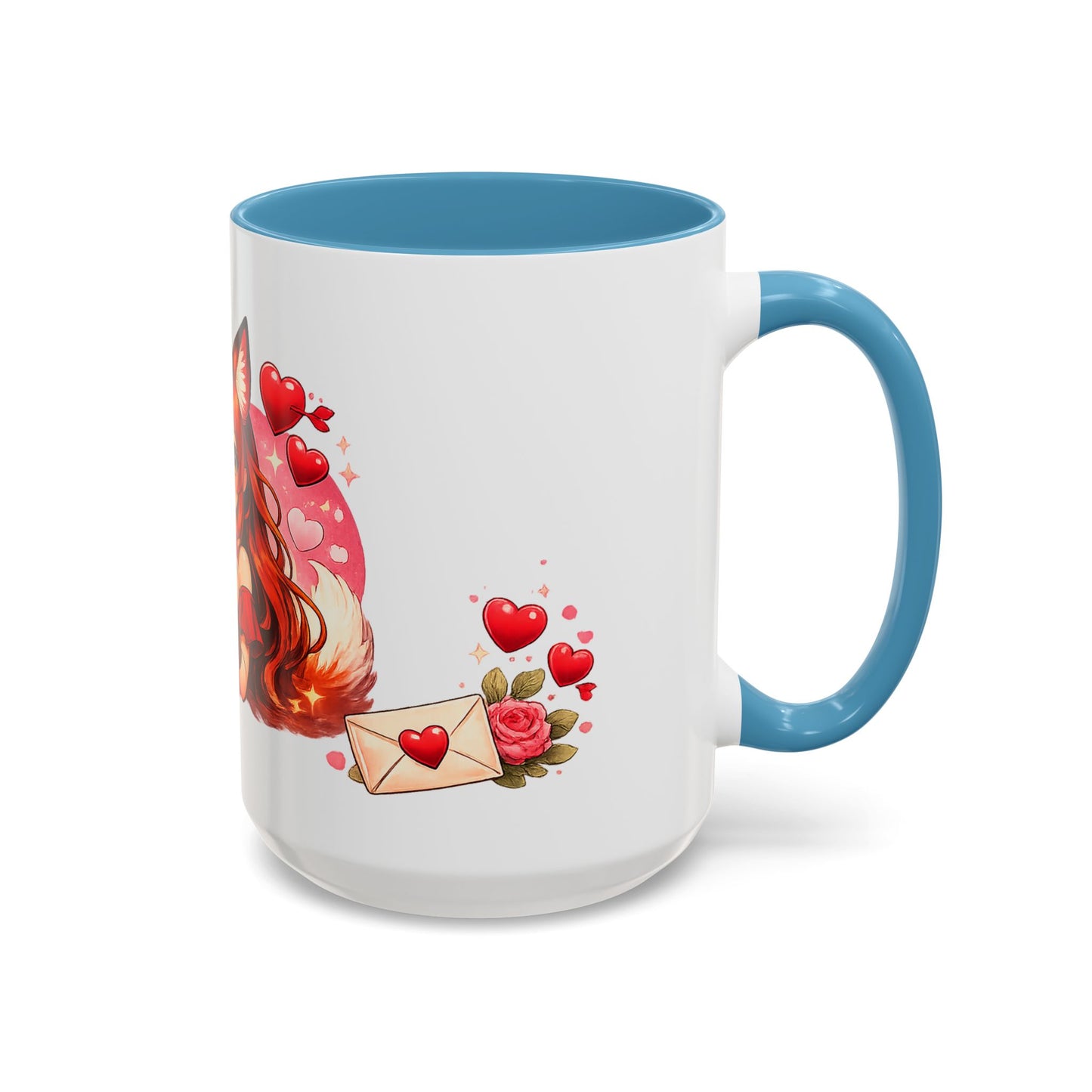 Foxy Valentine Accent Coffee Mug | Cute Anime Fox Girl Love Design