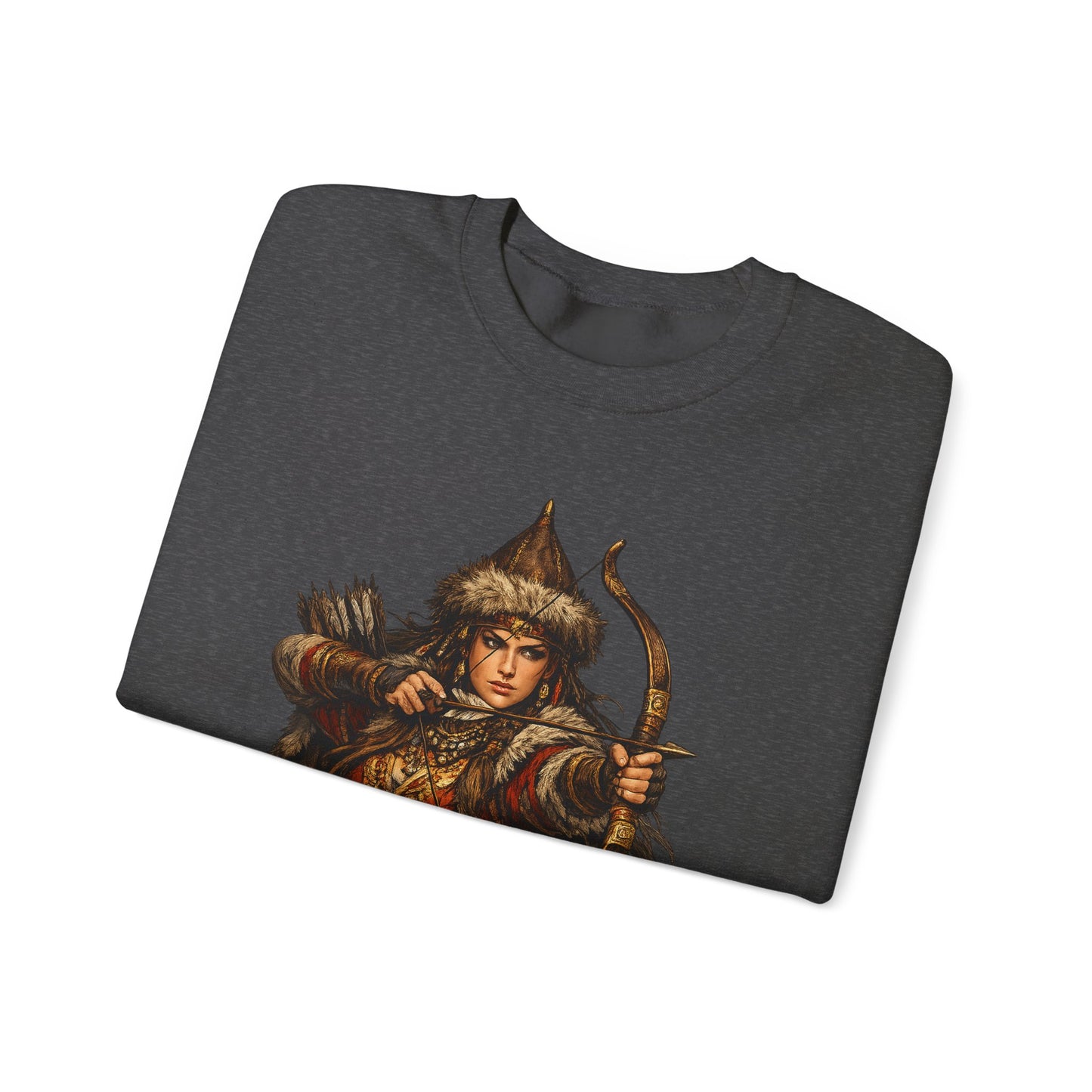 Scythian Archer Warrior Sweatshirt | Ancient Hungarian Nomad Female Bow Hunter Crewneck
