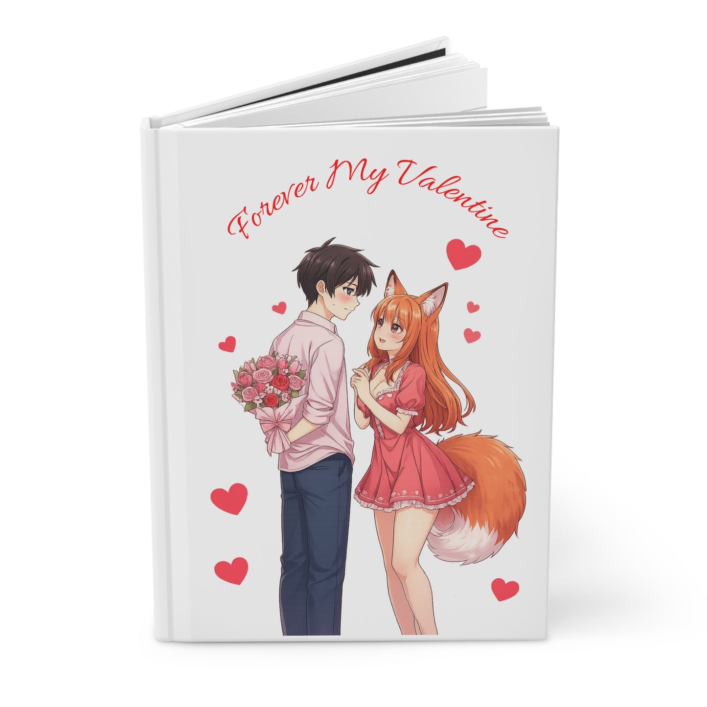 Forever My Valentine | Cute Anime Fox Girl Love Journal | Valentine Hearts