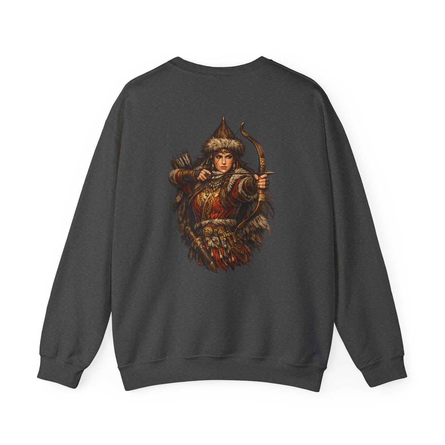 Scythian Archer Warrior Sweatshirt | Ancient Hungarian Nomad Female Bow Hunter Crewneck