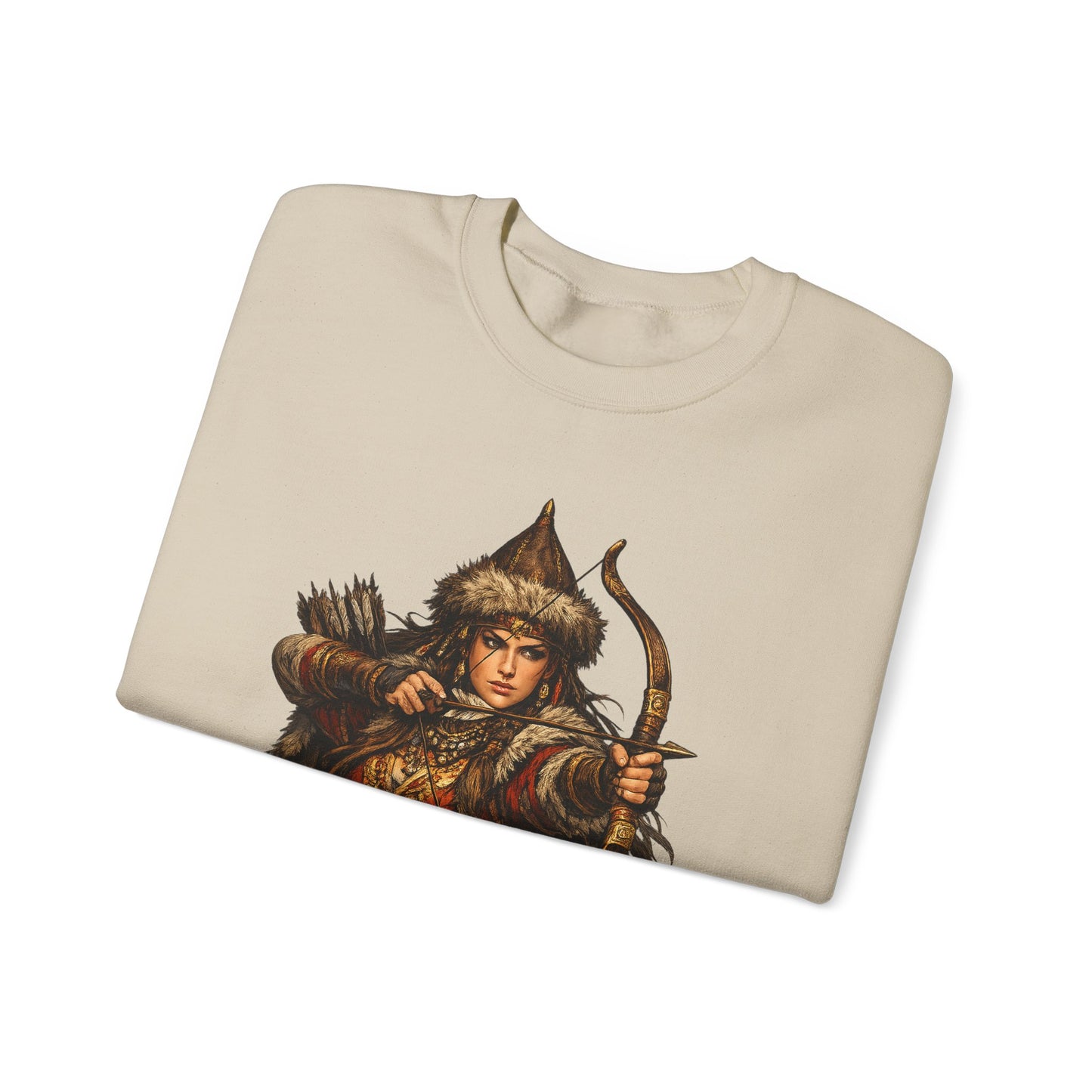 Scythian Archer Warrior Sweatshirt | Ancient Hungarian Nomad Female Bow Hunter Crewneck
