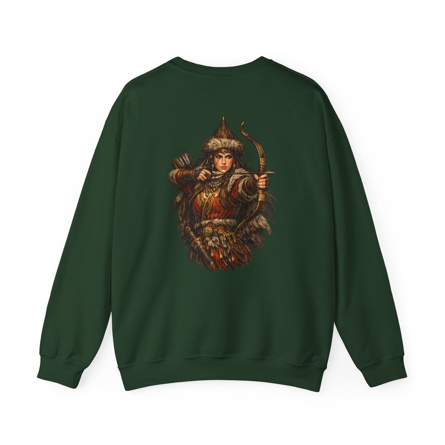 Scythian Archer Warrior Sweatshirt | Ancient Hungarian Nomad Female Bow Hunter Crewneck