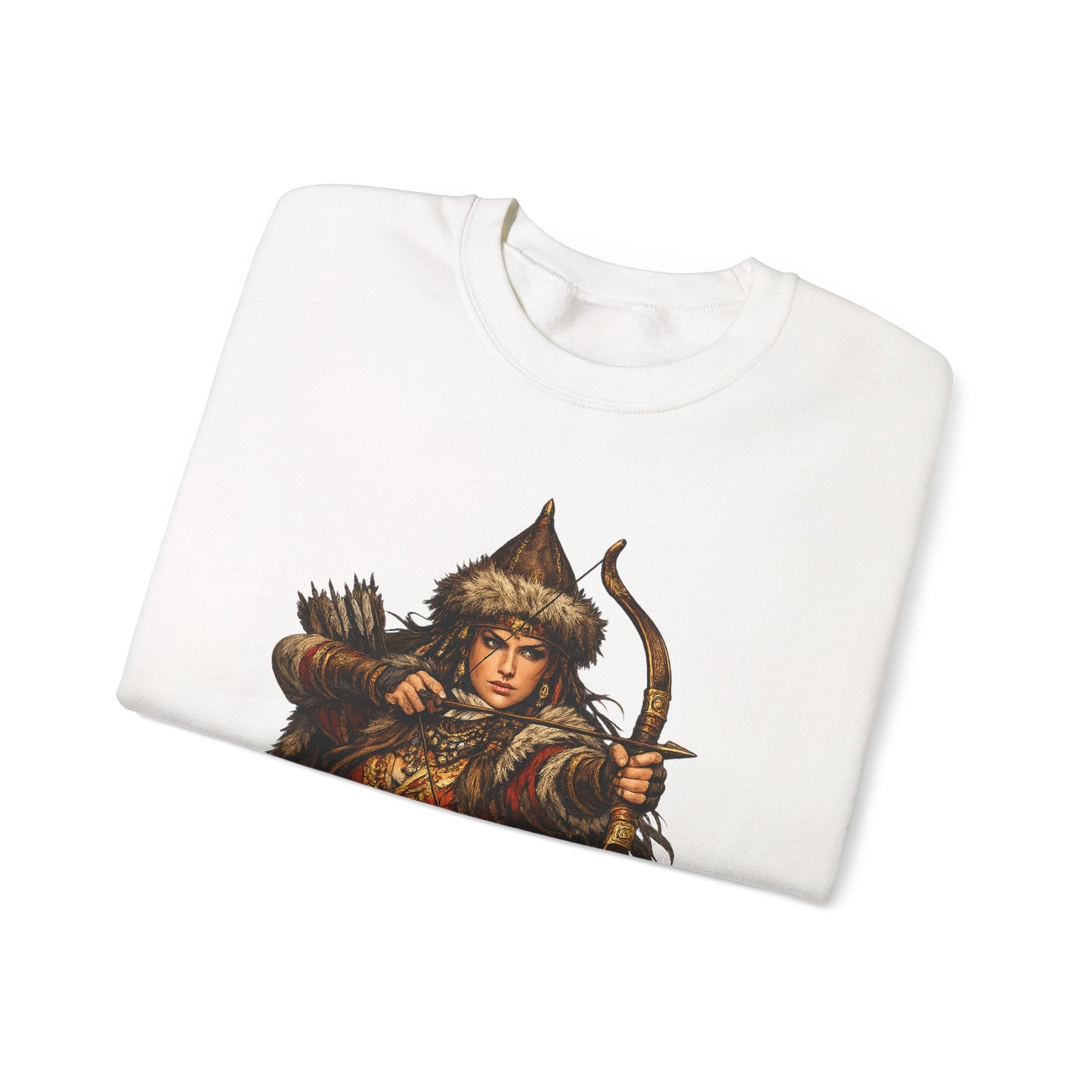 Scythian Archer Warrior Sweatshirt | Ancient Hungarian Nomad Female Bow Hunter Crewneck
