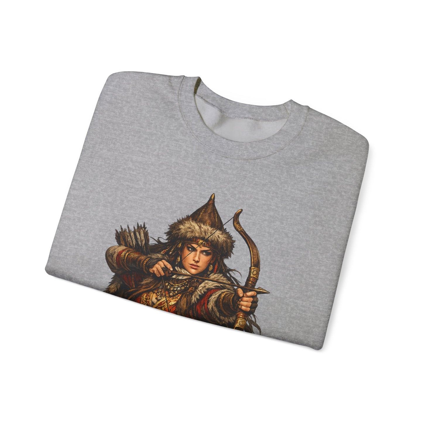 Scythian Archer Warrior Sweatshirt | Ancient Hungarian Nomad Female Bow Hunter Crewneck