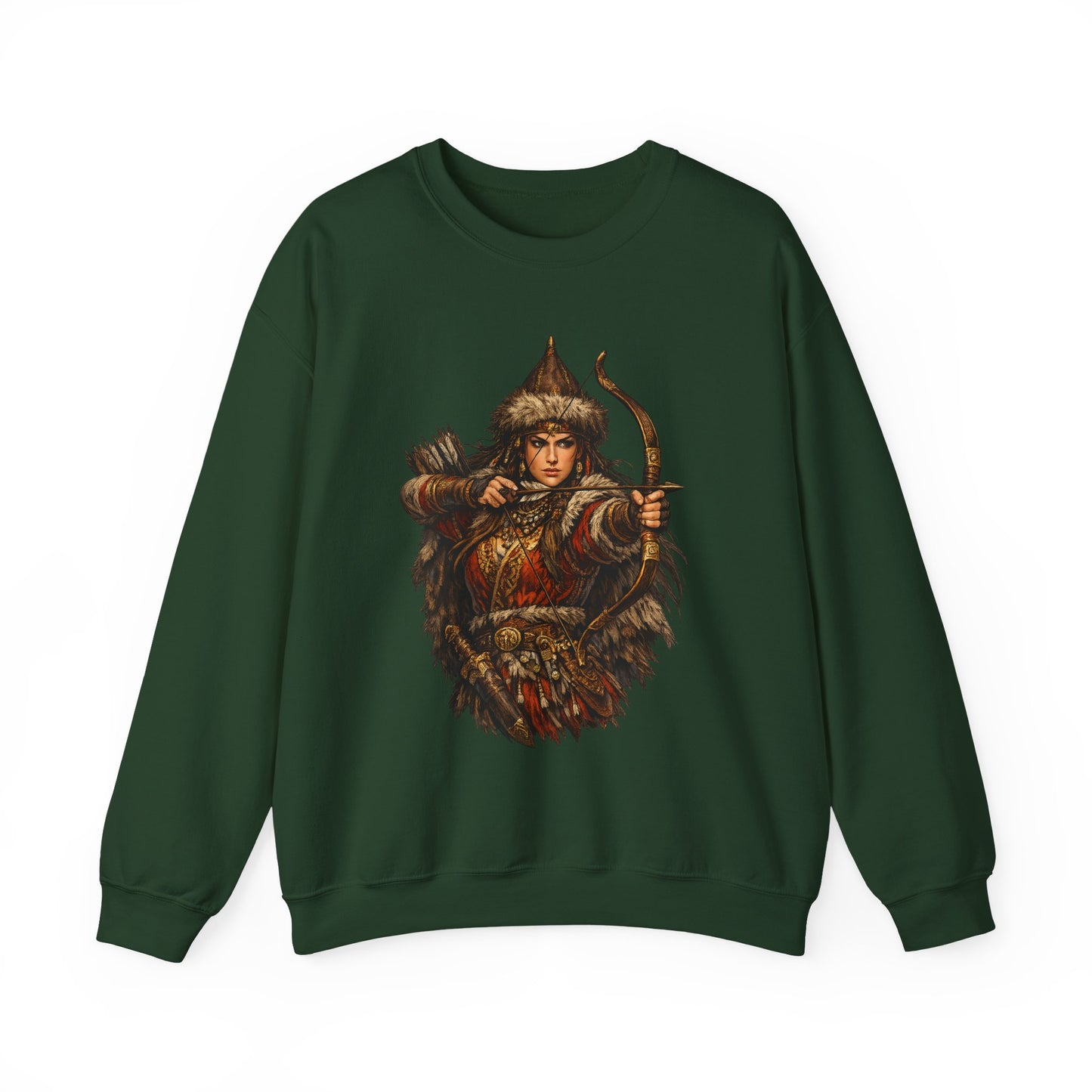 Scythian Archer Warrior Sweatshirt | Ancient Hungarian Nomad Female Bow Hunter Crewneck