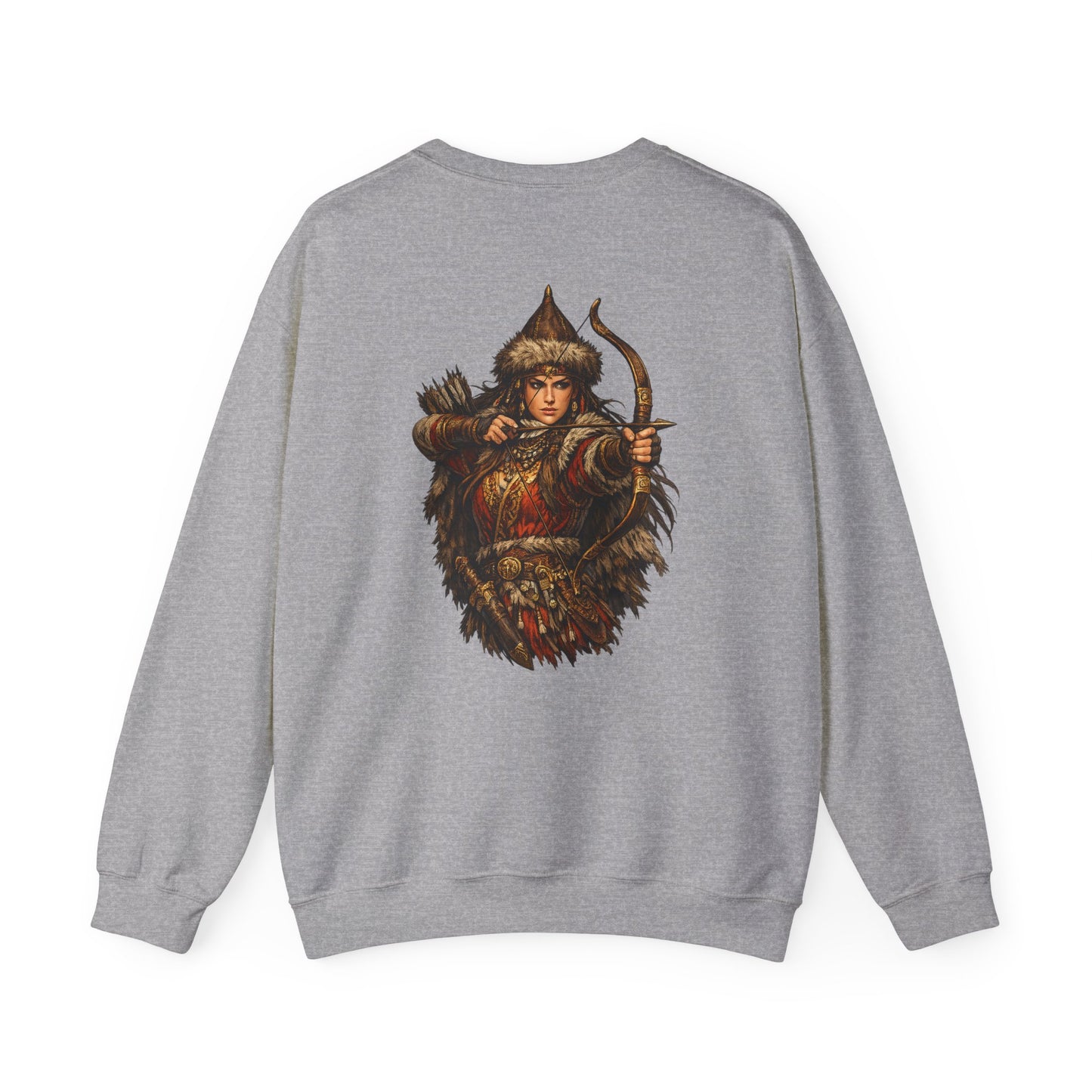 Scythian Archer Warrior Sweatshirt | Ancient Hungarian Nomad Female Bow Hunter Crewneck