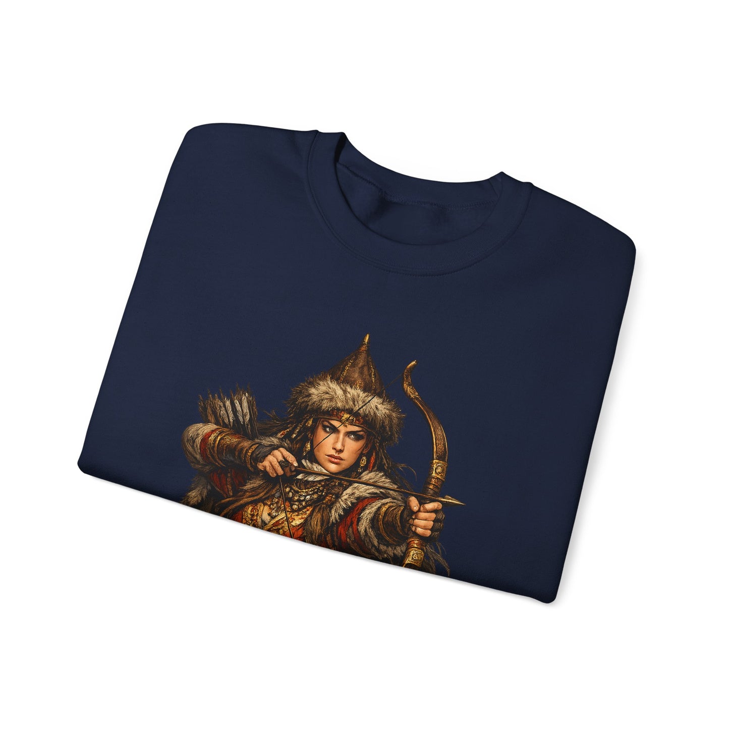 Scythian Archer Warrior Sweatshirt | Ancient Hungarian Nomad Female Bow Hunter Crewneck